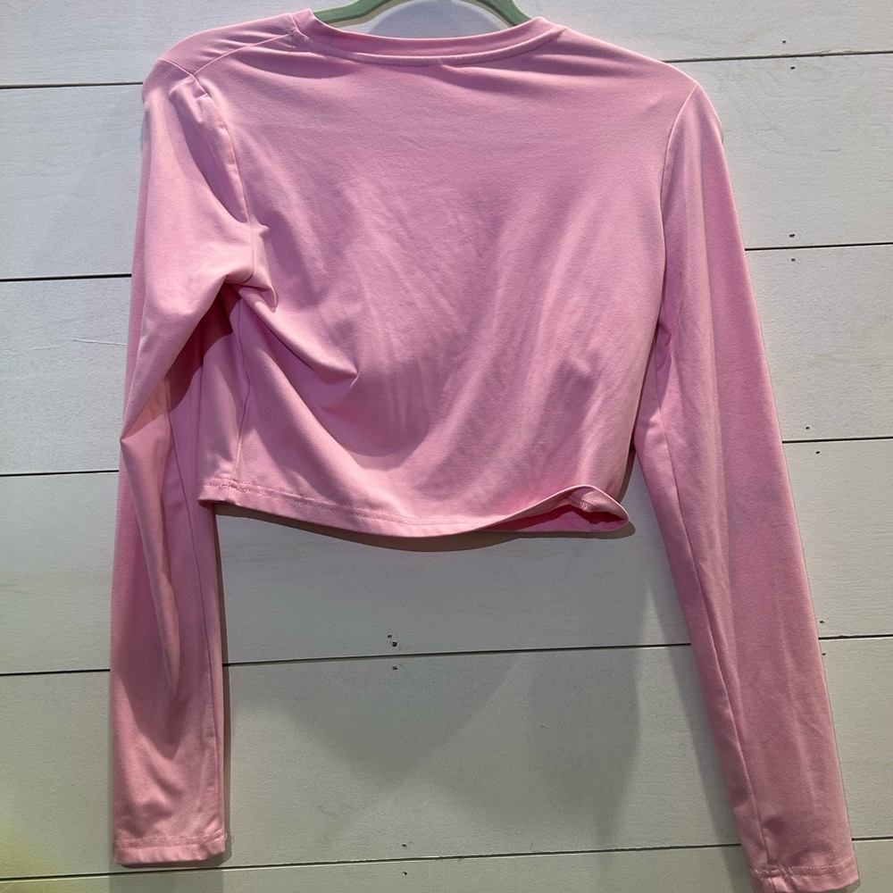 Pink Long Sleeve Crop Top